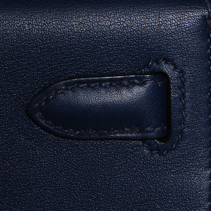Hermes Swift Kelly Cut Clutch Pochette Bleu De Malte 11 of 17