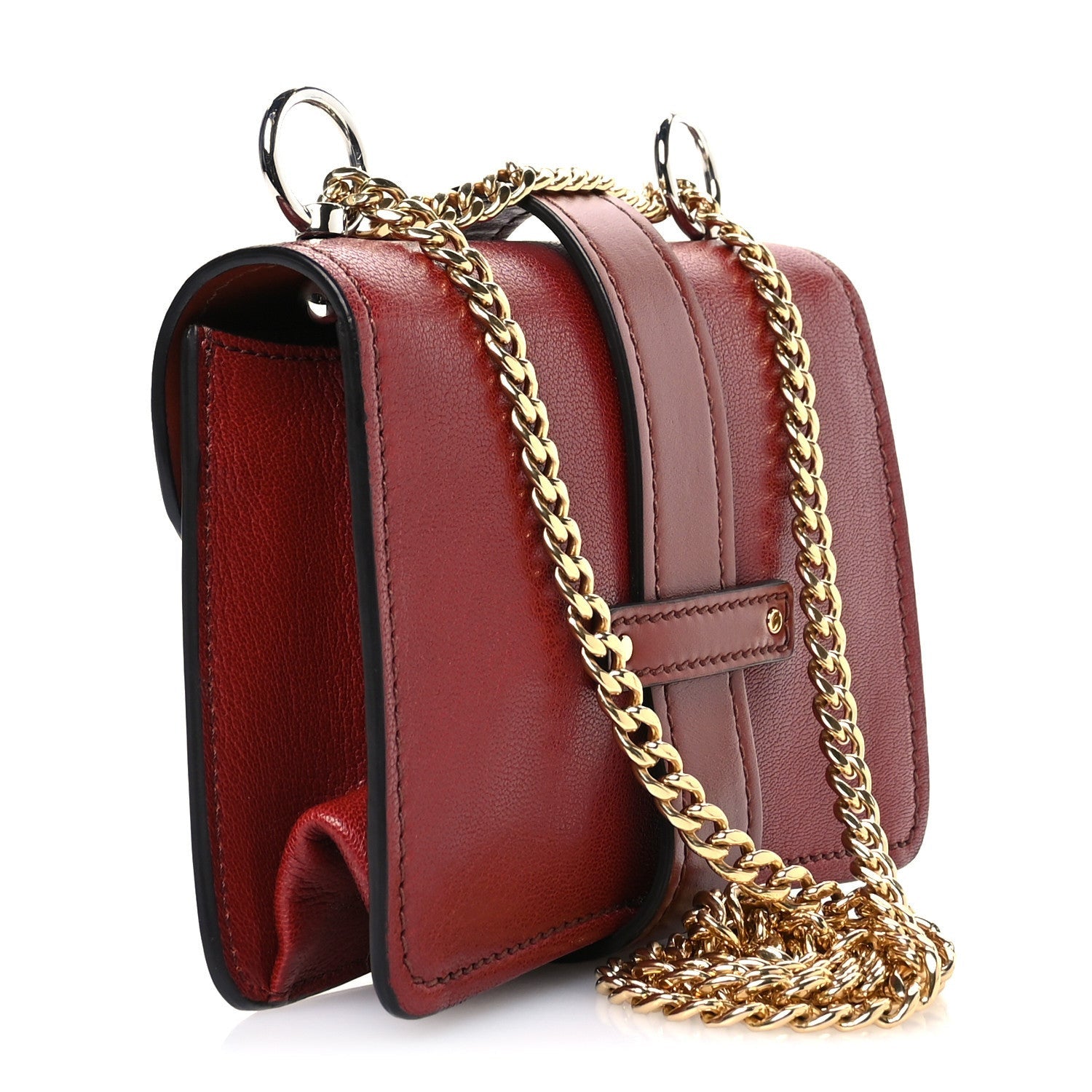 Chloe Shiny Goatskin Calfskin Mini Aby Chain Shoulder Bag Sepia Brown 3 of 7