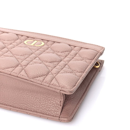 Christian Dior Calfskin Cannage Caro Zipped Pouch With Chain  Rose Des Vents 8 of 8