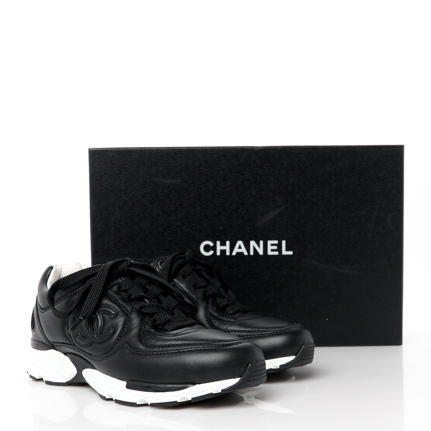 Chanel Calfskin CC Sneakers 35 Black 9 of 9