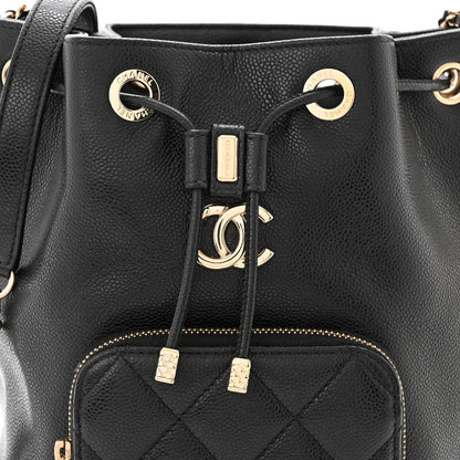 Chanel Caviar Quilted CC Pocket Bucket Bag Black 8 of 11