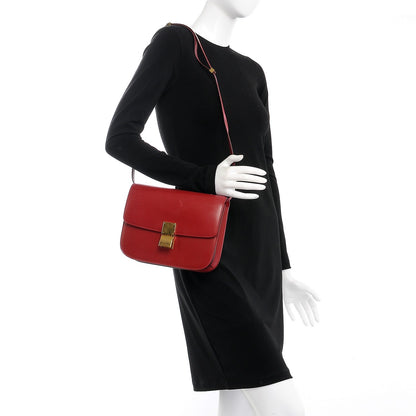 Celine Box Calfskin Medium Classic Box Flap Bag Red 2 of 13