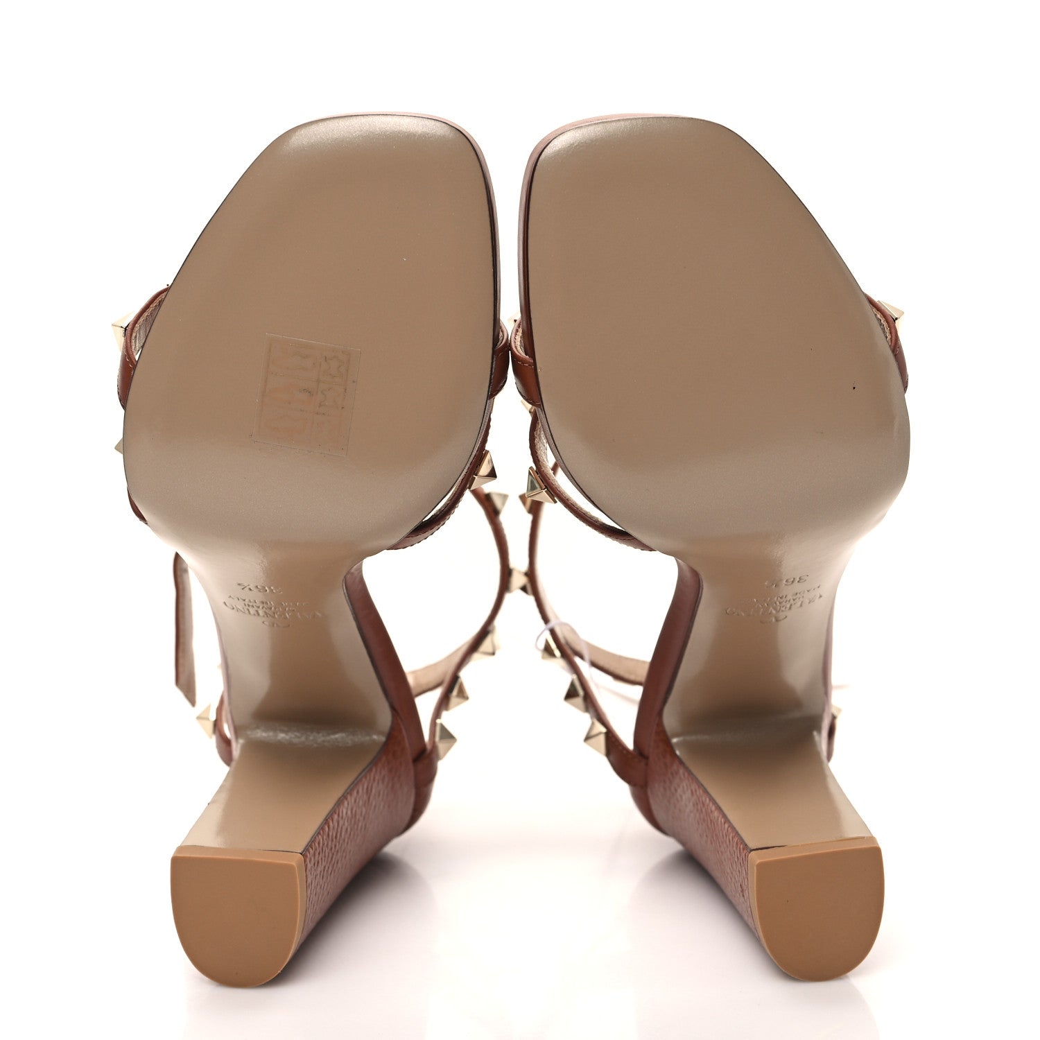 Valentino Garavani Pebbled Calfskin Rockstud Cross Strap 05/105mm Sandals 36.5 Selleria 5 of 8