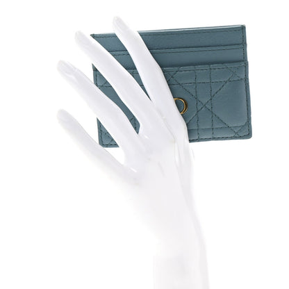 Christian Dior Supple Calfskin Cannage Caro Five-Slot Card Holder Turquoise 2 of 7