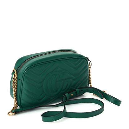 Gucci Calfskin Matelasse Small GG Marmont Chain Shoulder Bag  Emerald Green 2 of 8