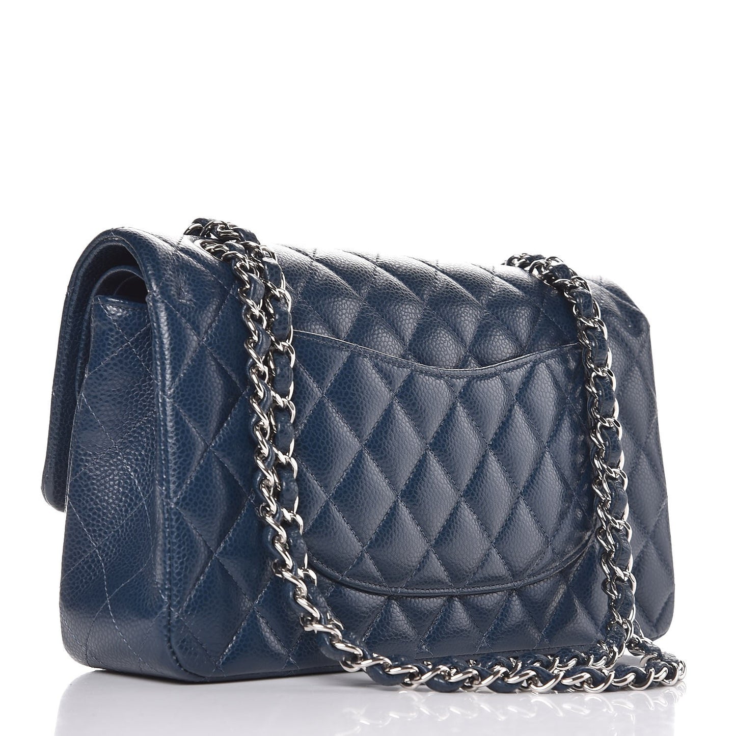 Caviar Quilted Medium Double Flap Navy