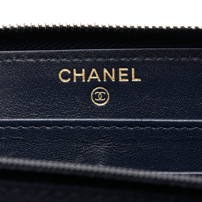 Chanel Caviar Quilted Large Zip Around Organizer Wallet Dark Blue 6 of 11