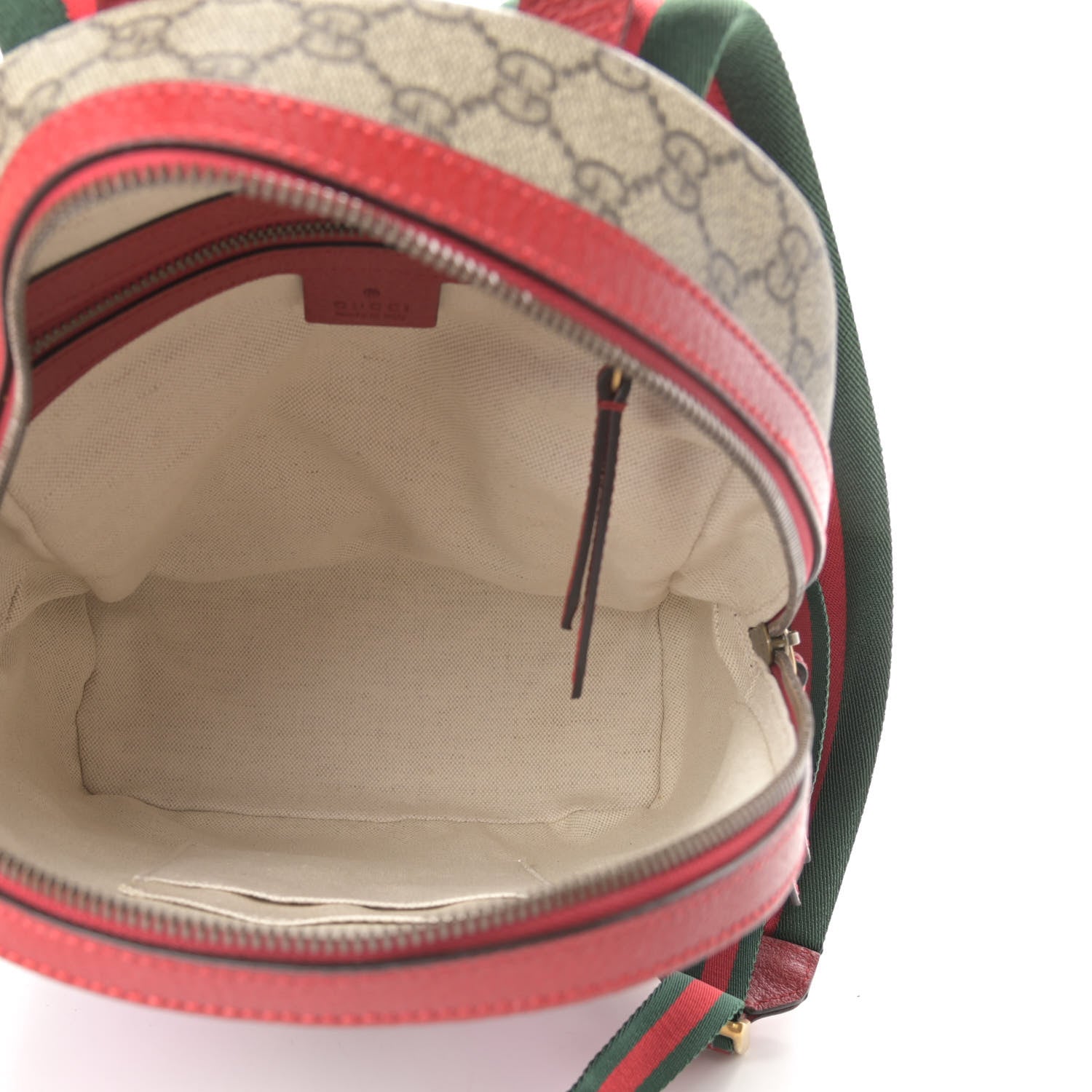 Gucci GG Supreme Monogram Web Bosco Patch Dome Backpack Beige Malva Hibiscus Red 5 of 10