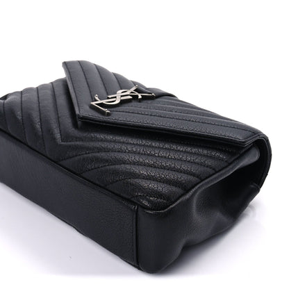 Saint Laurent Sheepskin Matelasse Chevron Monogram Medium College Bag  Black 7 of 8