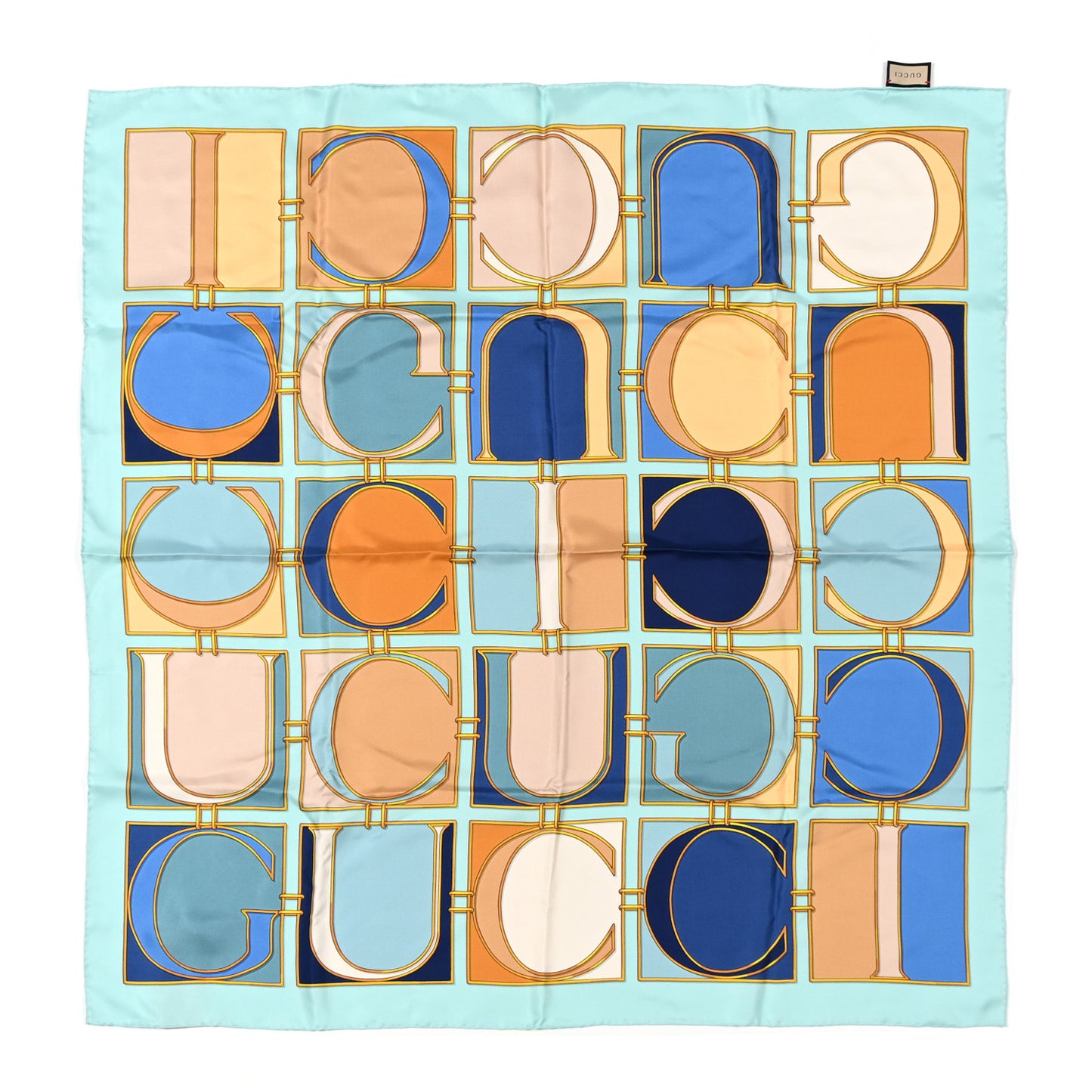 Silk Twill Monogram Fully Square Scarf Bluette