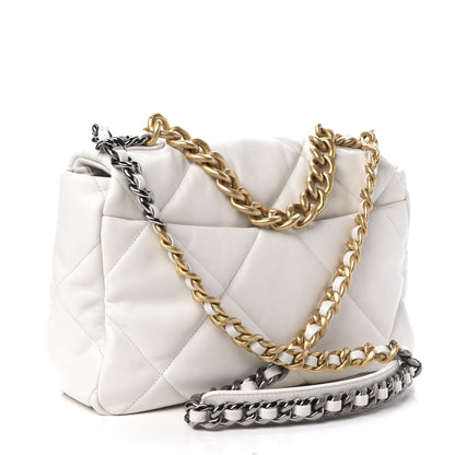 Chanel Goatskin Quilted Large 19 Flap White 3 of 11