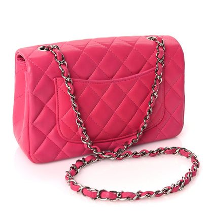 Chanel Lambskin Quilted Mini Rectangular Flap Dark Pink 2 of 9