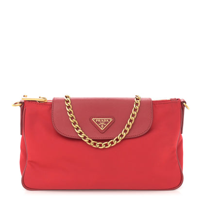 Prada Tessuto Nylon Saffiano Crossbody Bag Rosso 1 of 13