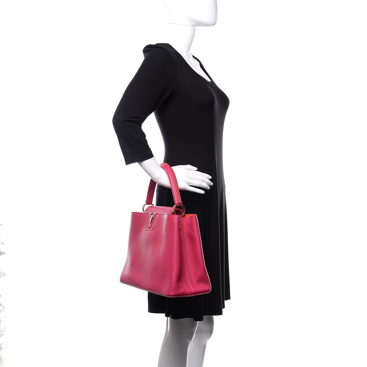 Louis Vuitton Taurillon Capucines MM Hibiscus Flamingo 2 of 9