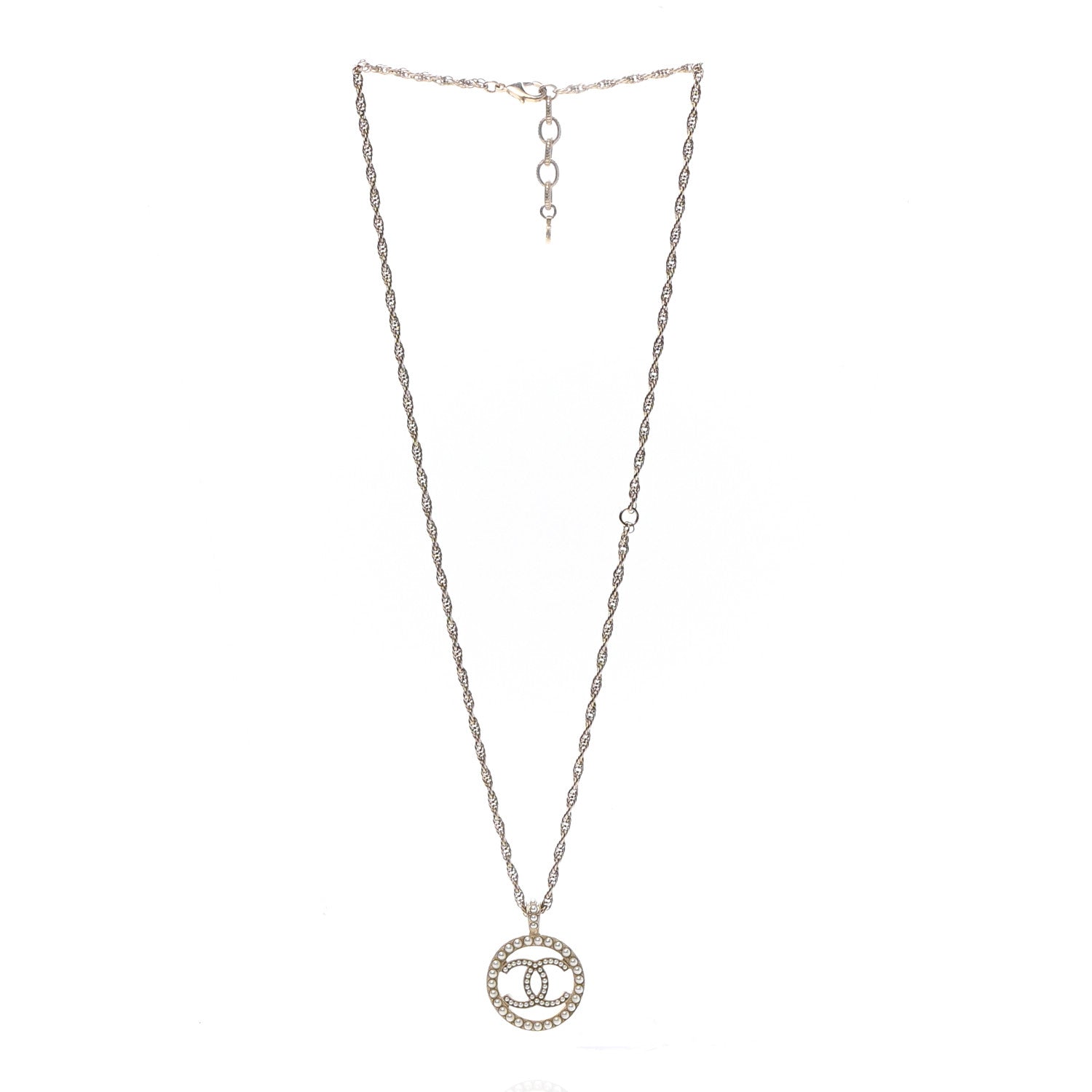 Chanel Pearl CC Round Pendant Necklace Gold 3 of 7