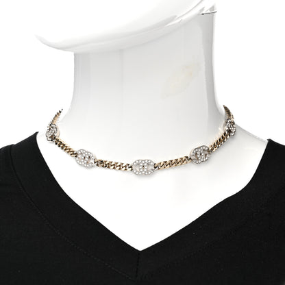 Chanel Crystal Chain CC Necklace Gold Silver 2 of 5