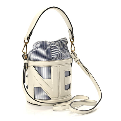 Fendi Fabric Jacquard Vitello Grace Striped Mini Step Out Rice Mirto 2 of 9