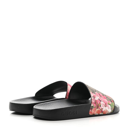 Gucci GG Supreme Monogram Blooms Slide Sandals 37 Beige Multicolor 4 of 9
