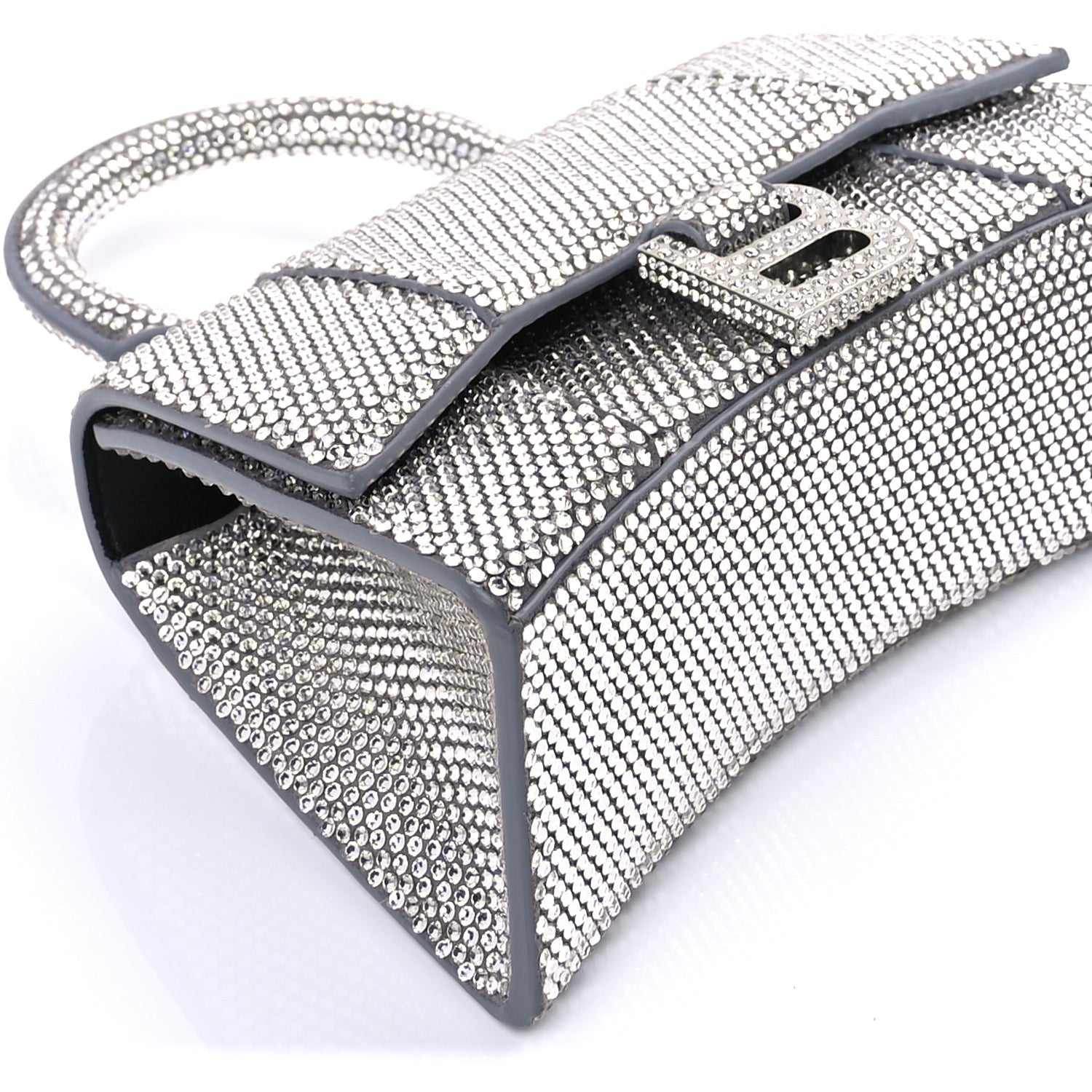 Balenciaga Strass Suede Hourglass Top Handle Bag XS  Smoke Grey Crystal 8 of 8