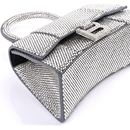 Balenciaga Strass Suede Hourglass Top Handle Bag XS  Smoke Grey Crystal 8 of 8