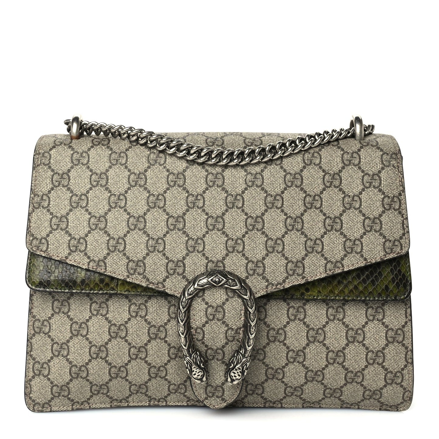 GG Supreme Monogram Snakeskin Medium Dionysus Shoulder Bag  Brown