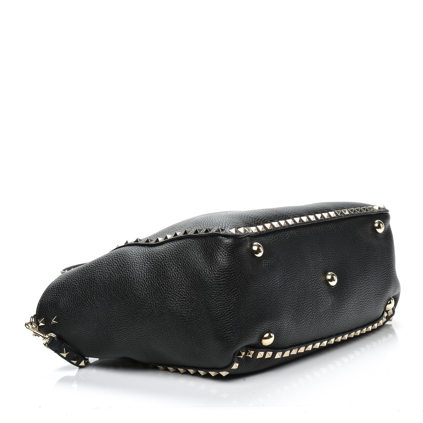 Pebbled Calfskin Medium Rockstud Tote Black