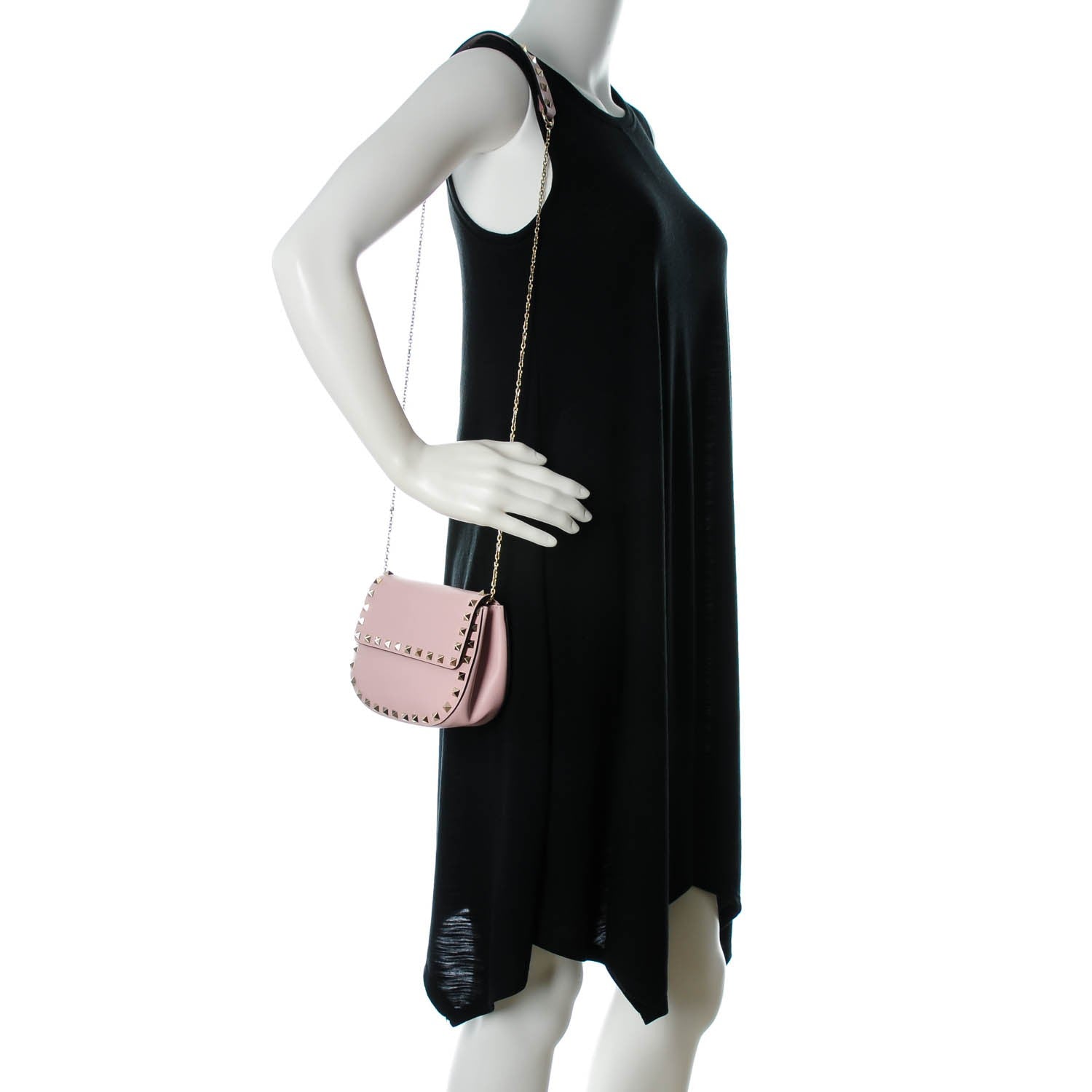 Valentino Garavani Calfskin Rockstud Crossbody Saddle Bag Water Rose 2 of 7