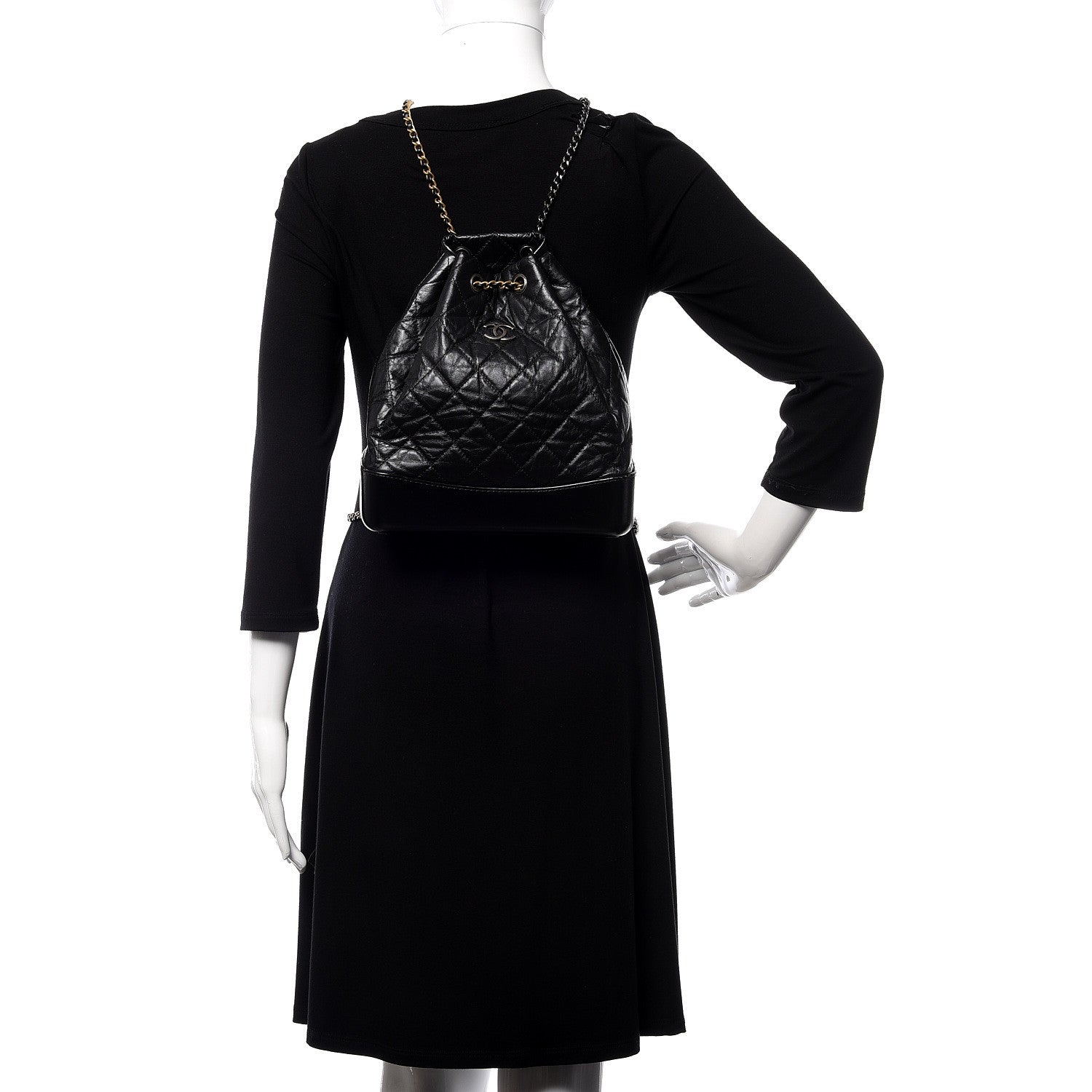 Chanel Aged Calfskin Quilted Gabrielle Backpack Black 2 of 10