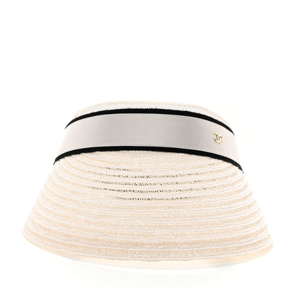 Chanel Abaca Cotton Ribbon Visor M Ecru White 5 of 8
