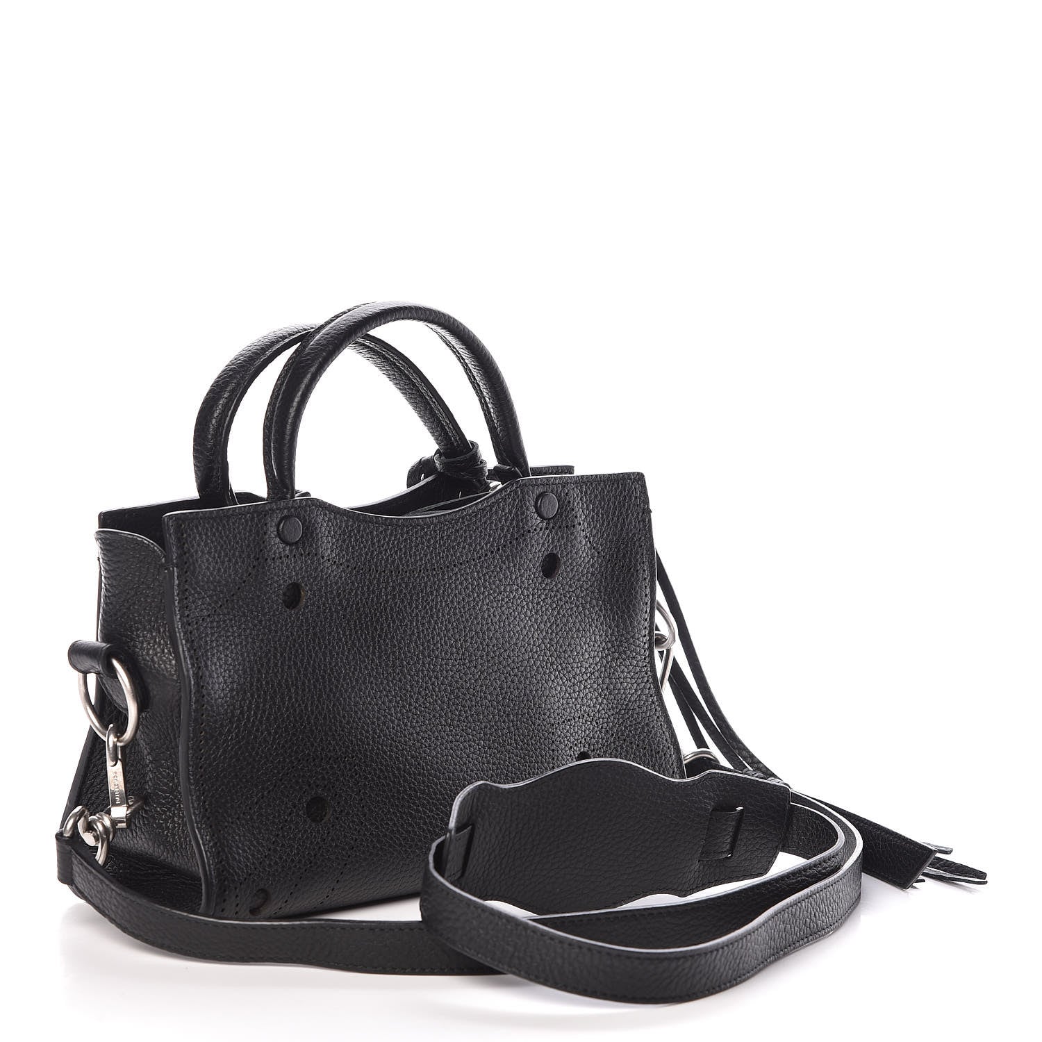 Balenciaga Veau Grana Perforated Blackout Hardware Nano City Black 3 of 9