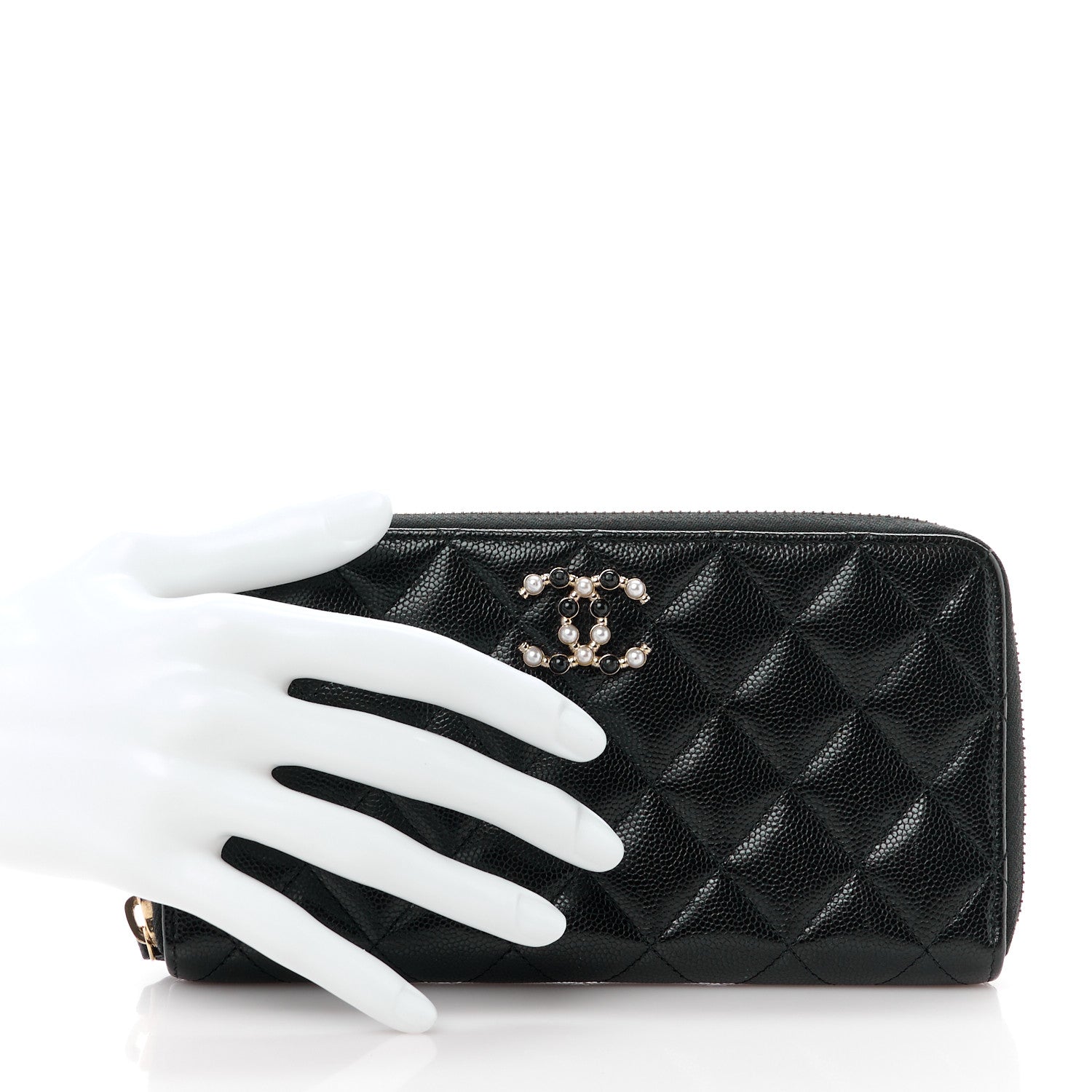 Chanel Caviar Quilted Pearl Coco Candy Large Gusset Zip Black 2 of 13