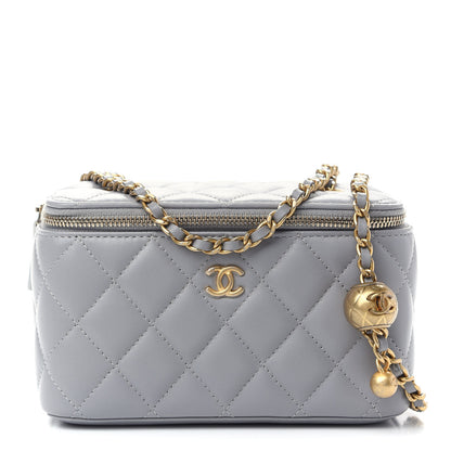 Chanel Lambskin Quilted Small Pearl Crush Vanity Case With Chain Grey 1 of 9