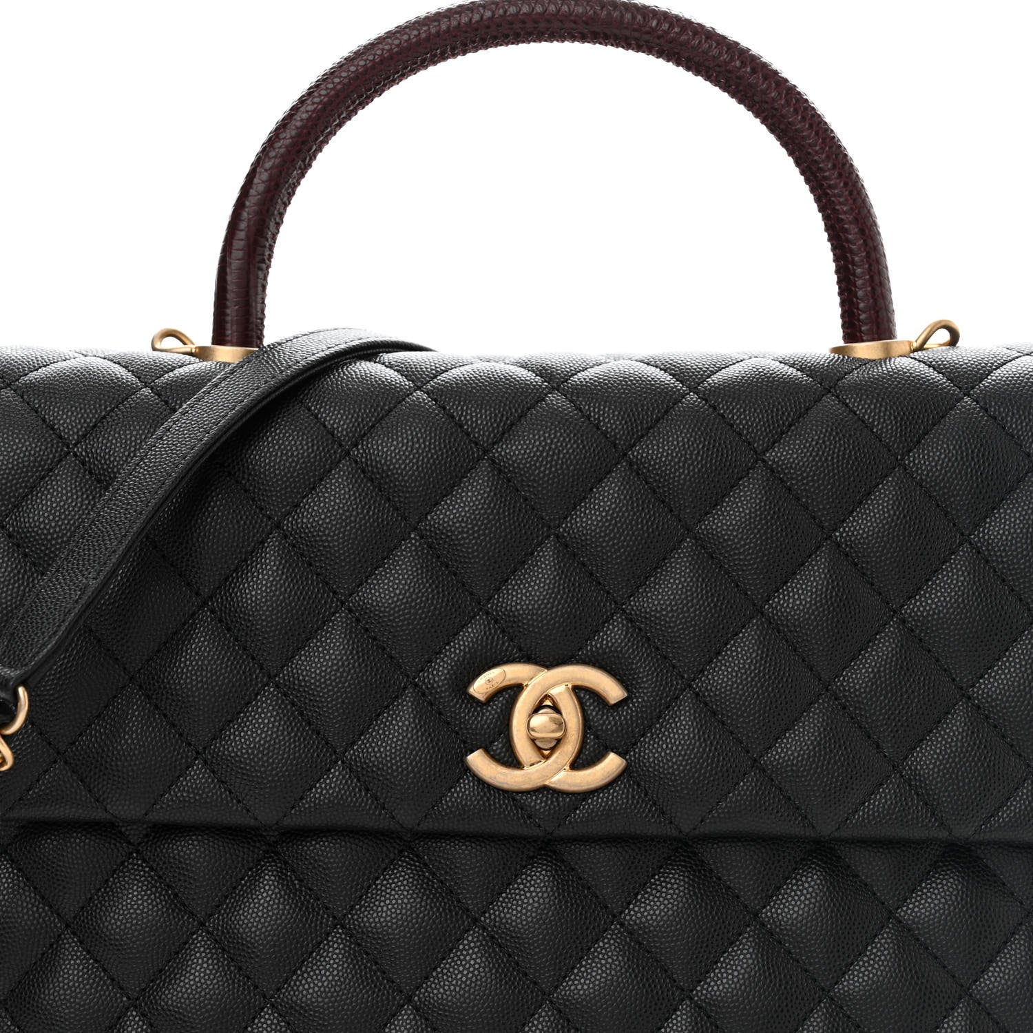 Chanel Caviar Lizard Quilted Medium Coco Handle Flap Black 7 of 10