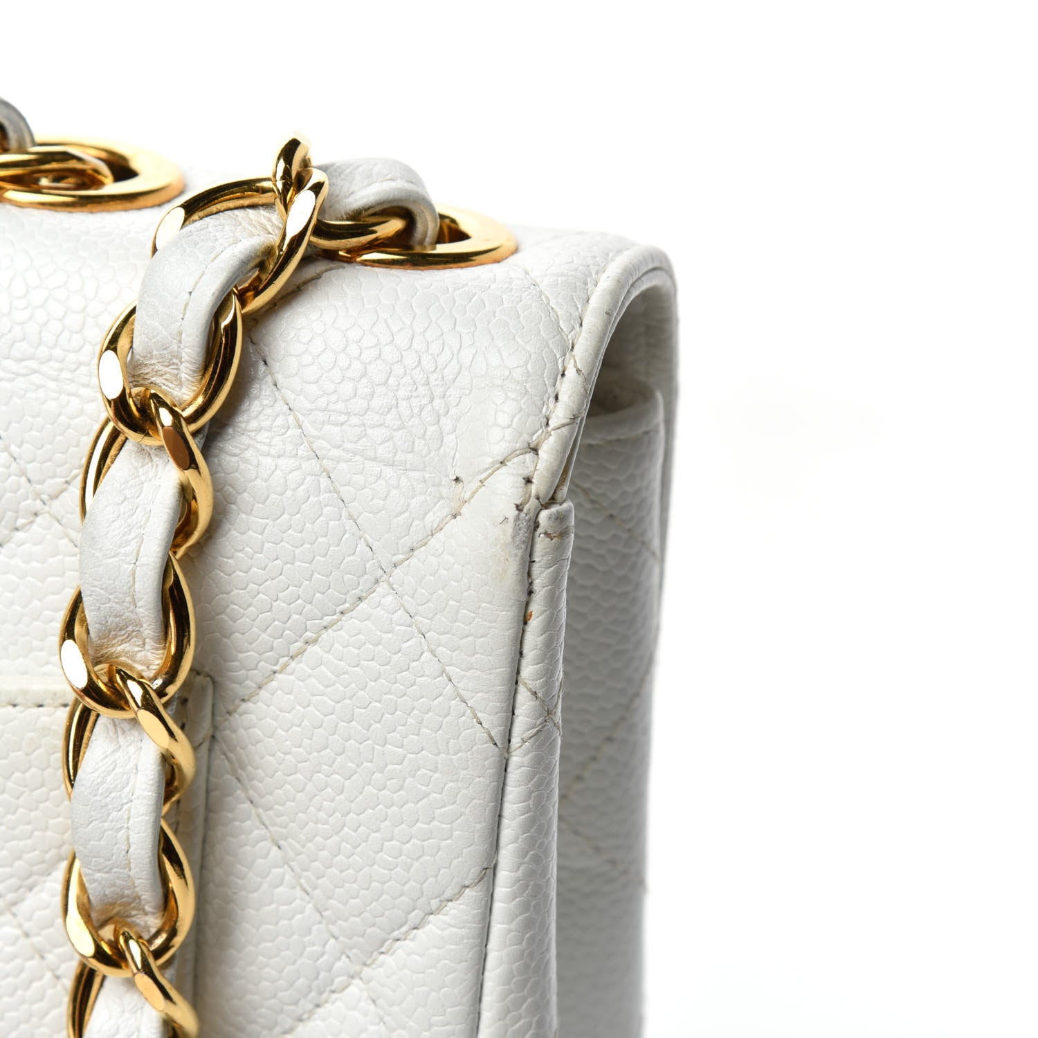 Chanel Caviar Quilted Jumbo Single Flap White 12 of 20