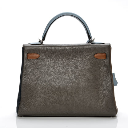 Hermes Taurillon Clemence Arlequin Kelly Retourne 32 Ultraviolet Etain 4 of 30