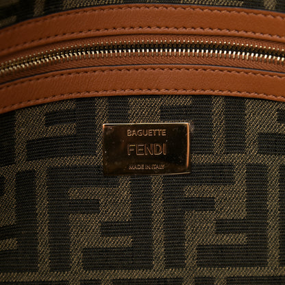 Fendi Raffia Vitello Seta FF Woven Large Baguette Brick Natural 8 of 10