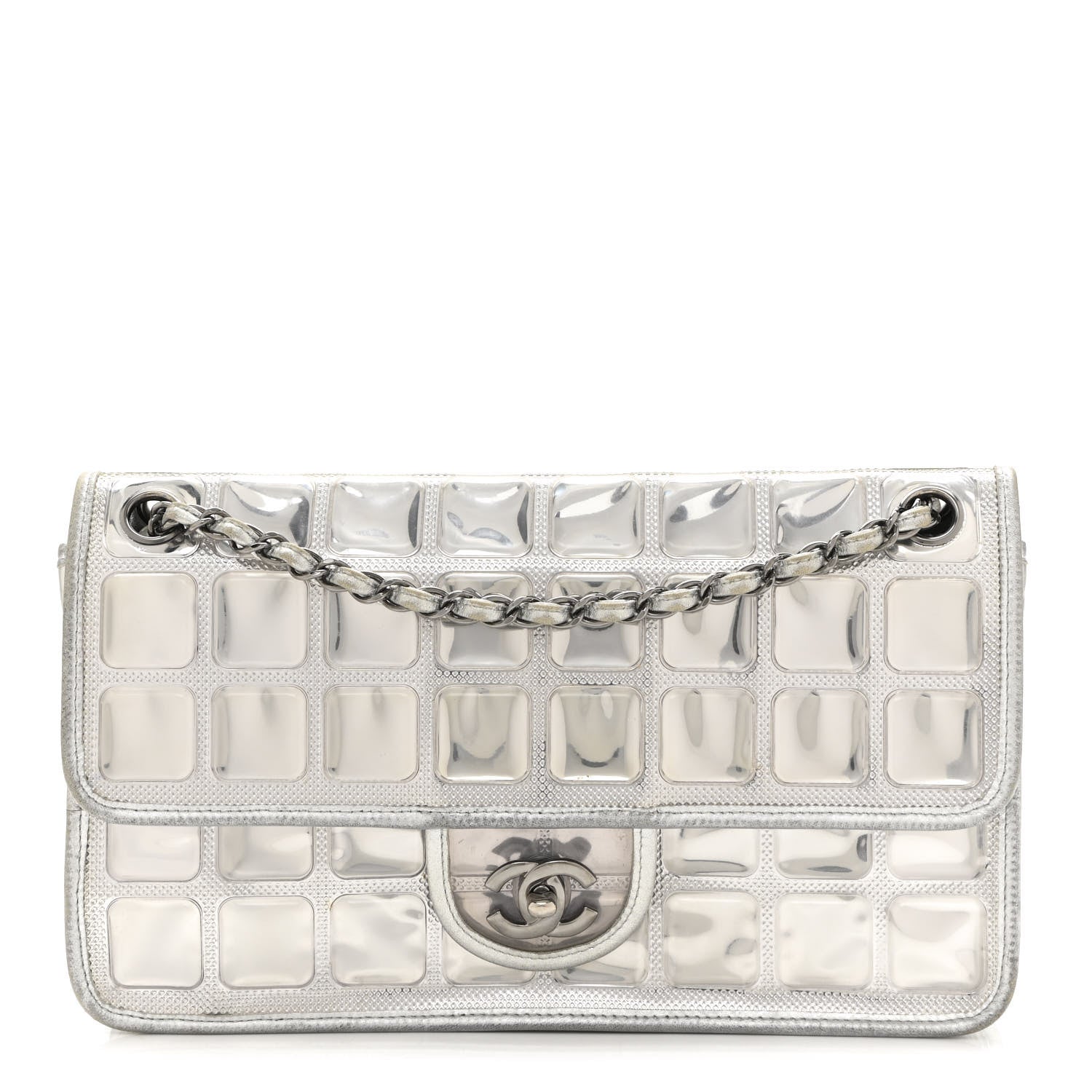 Chanel Vinyl Large Ice Cube Flap Silver 1 of 15