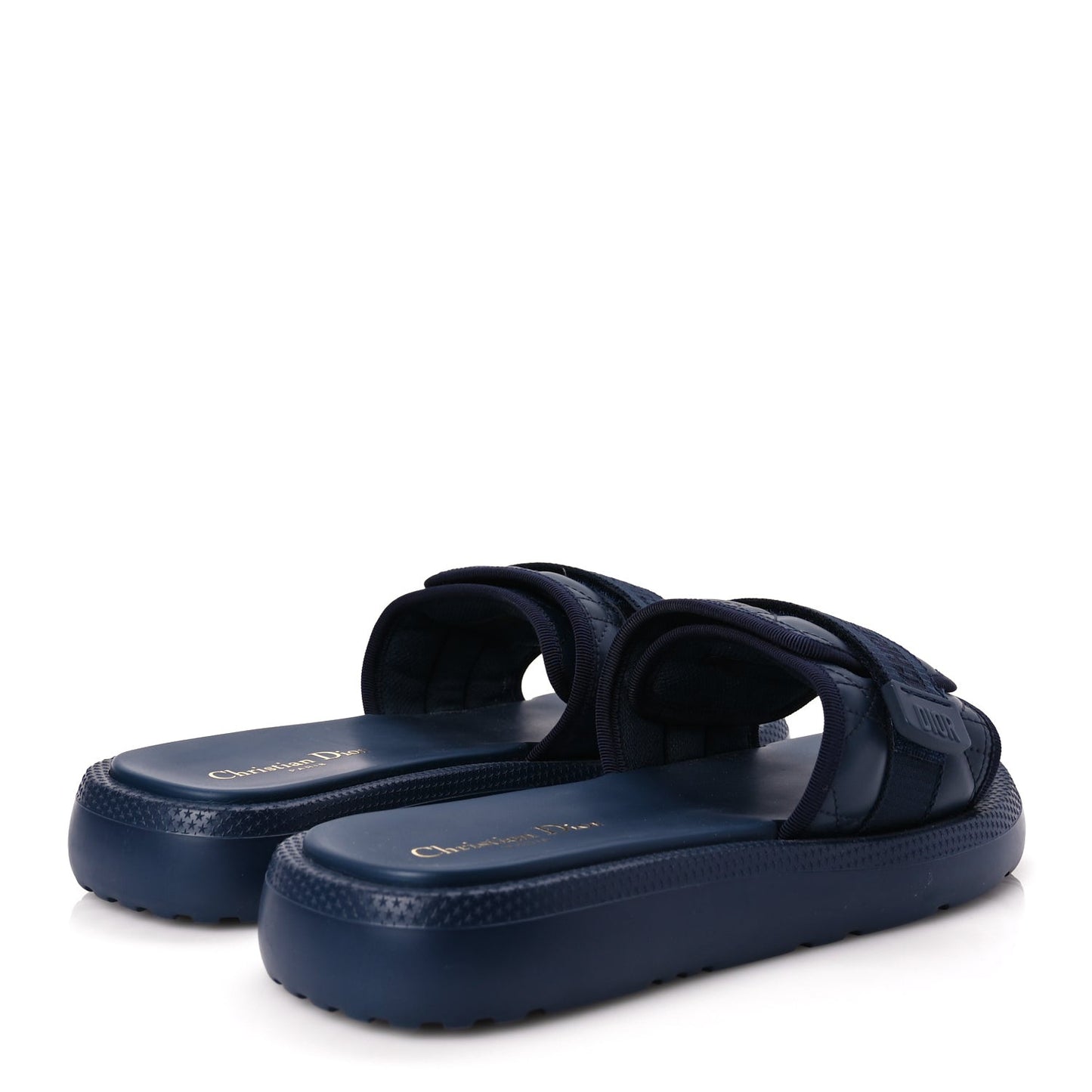 Calfskin Cannage Dioriviera Dio(r)evolution Slide Sandals 41 Blue
