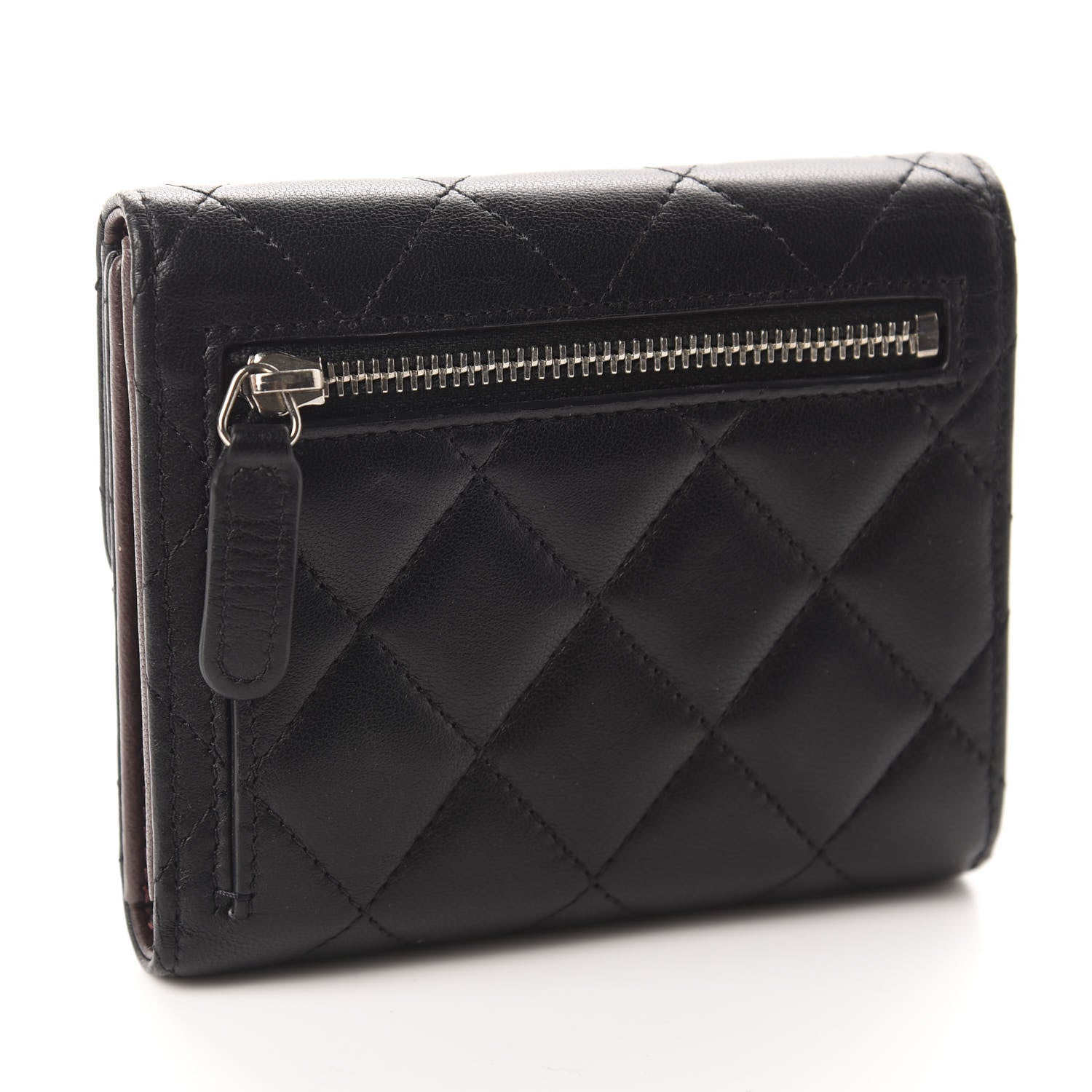 Chanel Lambskin Quilted Compact Flap Wallet Black 3 of 8