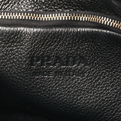 Prada Vitello Daino Soft Perforated Logo Tote Black 6 of 9