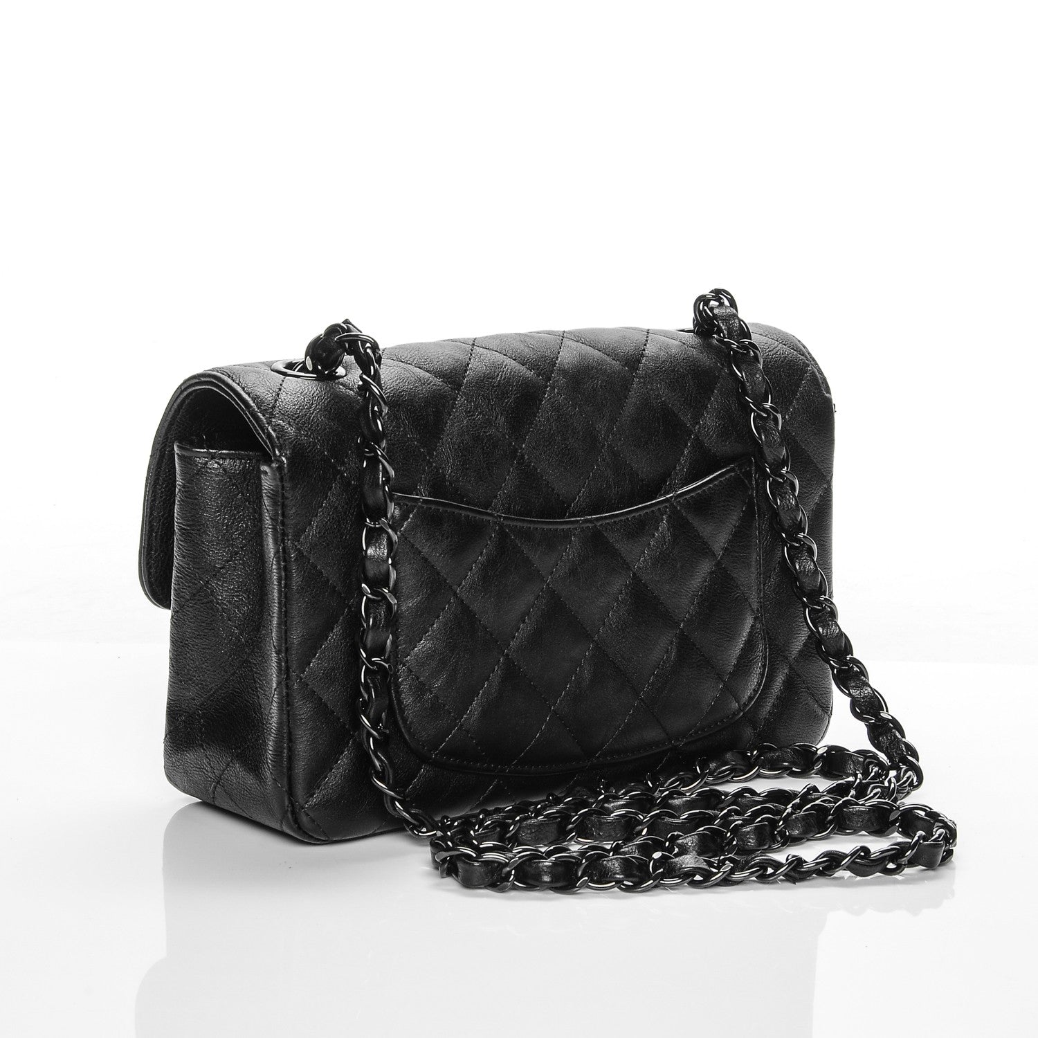 Chanel Crumpled Calfskin Quilted Mini Rectangular Flap So Black 3 of 7
