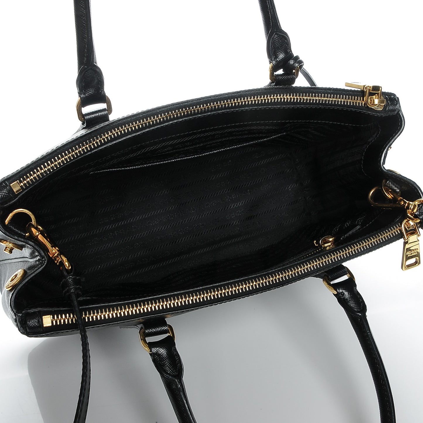 Saffiano Small Galleria Double Zip Tote Black