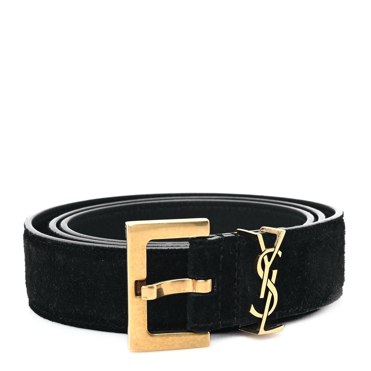 Suede Calfskin Monogram Square Buckle Belt 90 36 Black