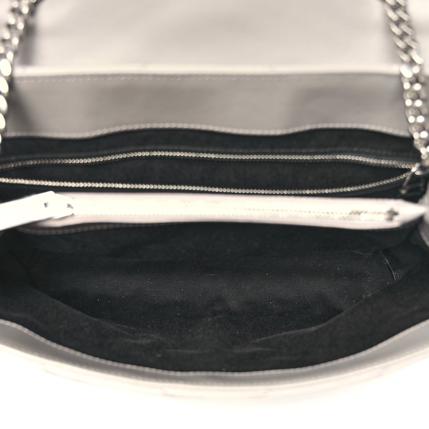 Calfskin Y Quilted Monogram Medium Loulou Chain Satchel Light Grey
