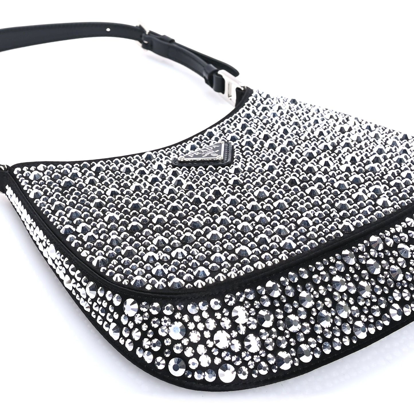 Satin Crystal Cleo Adjustable Strap Shoulder Bag  Metal