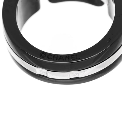 Chanel 18K White Gold Diamond Black Ceramic Medium Ultra Ring 54 7 4 of 5