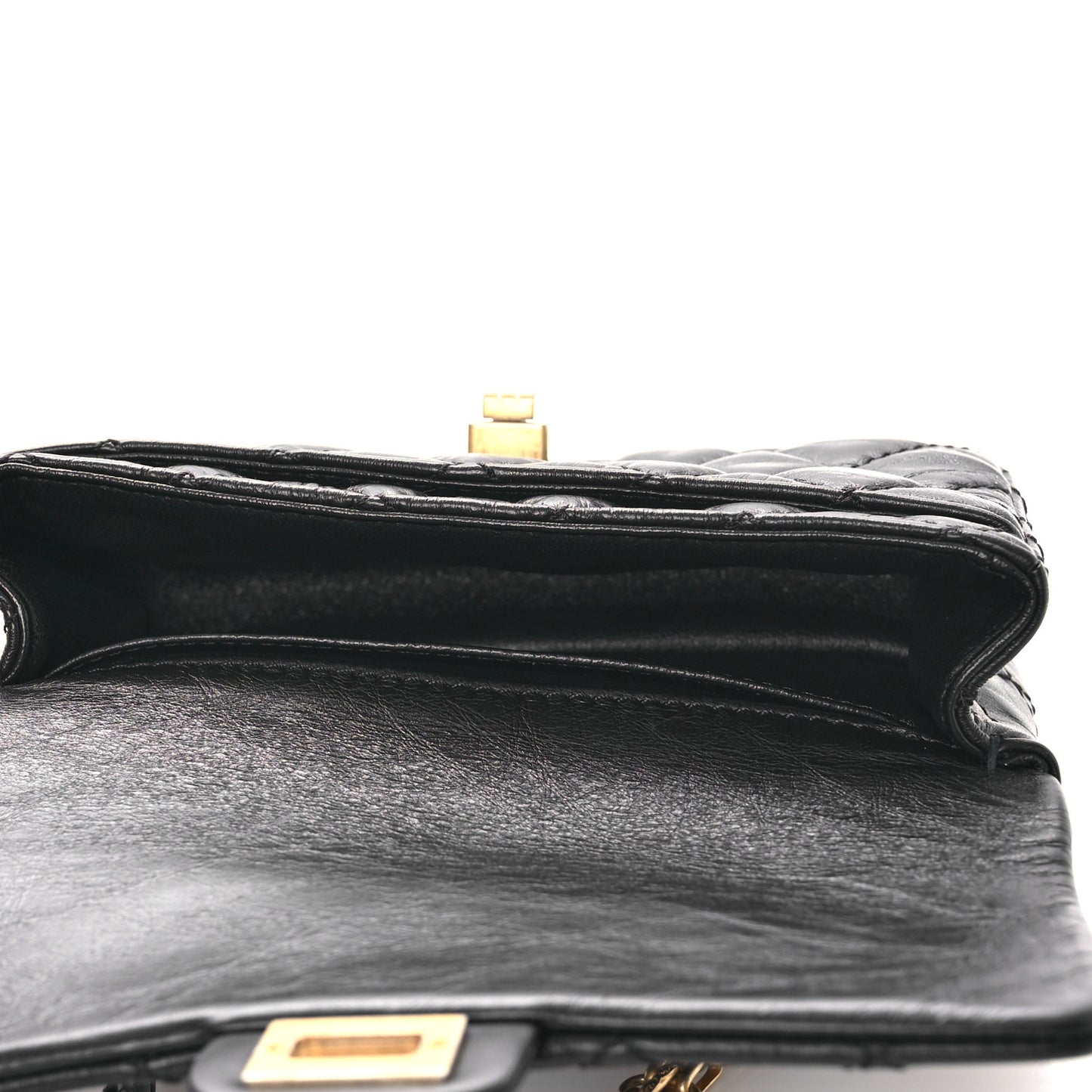 Aged Calfskin Quilted 2.55 Reissue Flap Belt Bag Clutch Black