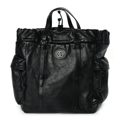 Gucci Piuma Lux Energy Monochrome Double G Drawstring Tote Black 1 of 9