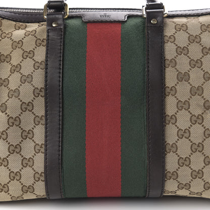 Gucci Monogram Vintage Web Medium Boston Dark Brown 18 of 19