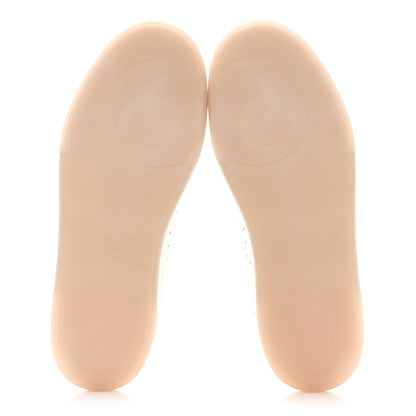 Chanel Grained Calfskin Fabric Womens Logo Sneakers 39 White Light Pink 5 of 7